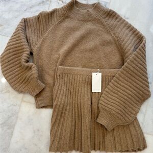 Camel Cowl Neck Sweater Set